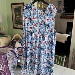 Crown & Ivy Blue and Red Floral Dress